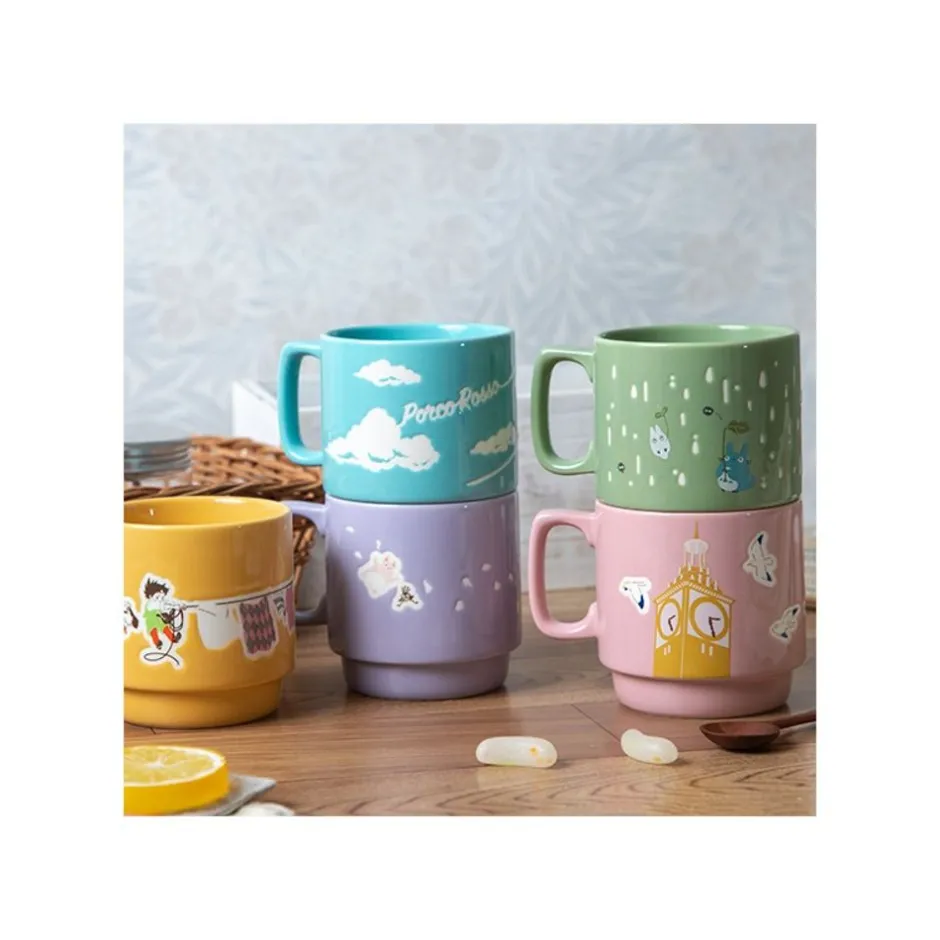 Maison Ghibli Kitchenware-Coloful Embossed Mug Kiki On Her Broom - Kiki'S Delivery Service
