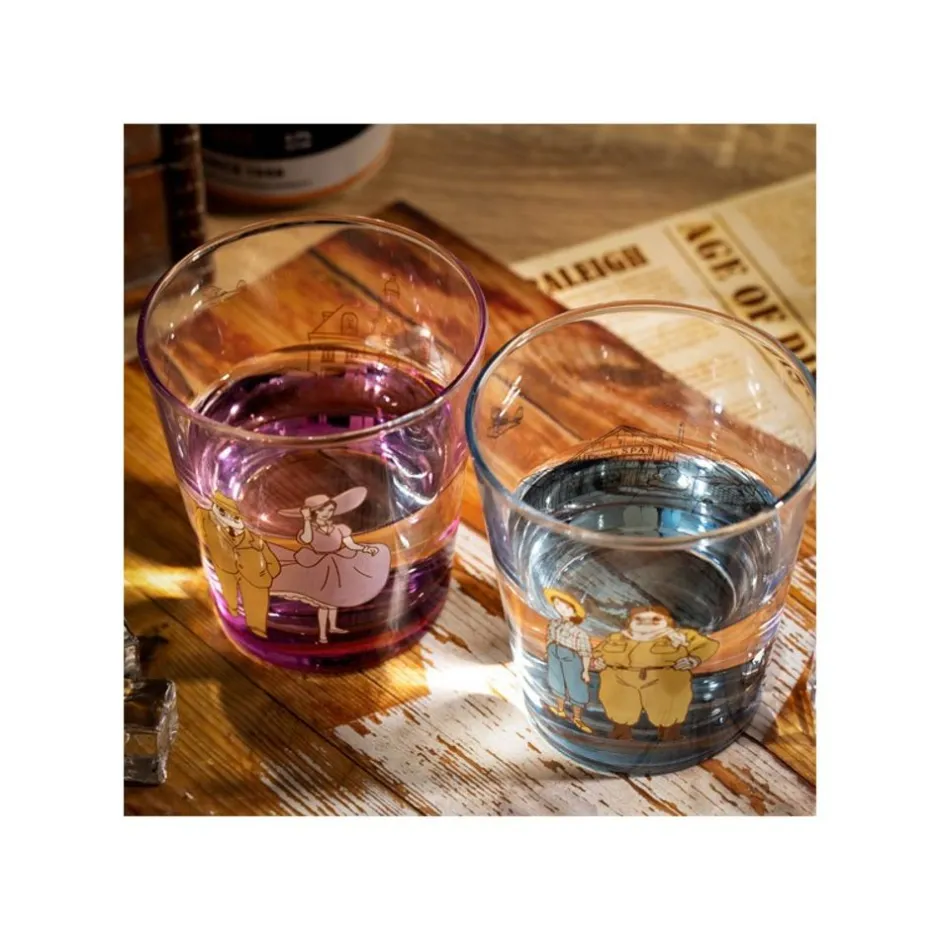 Maison Ghibli Kitchenware-Decorated Glass Marco & Gina - Porco Rosso