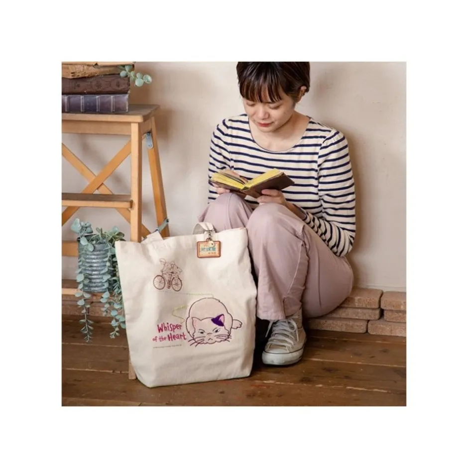 Maison Ghibli Bags-Embroidery Canvas Tote Bag The Path Of Twos - Whisper Of The Heart