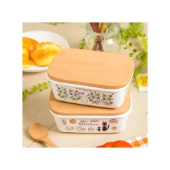 Maison Ghibli Kitchenware-Enamel Butter Dish With Wooden Lid Viennese Pastries 500Ml - Kiki'S D