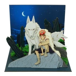 Maison Ghibli Arts And Crafts-Paper Craft San And Moro Under The Moon - Princess Mononoke