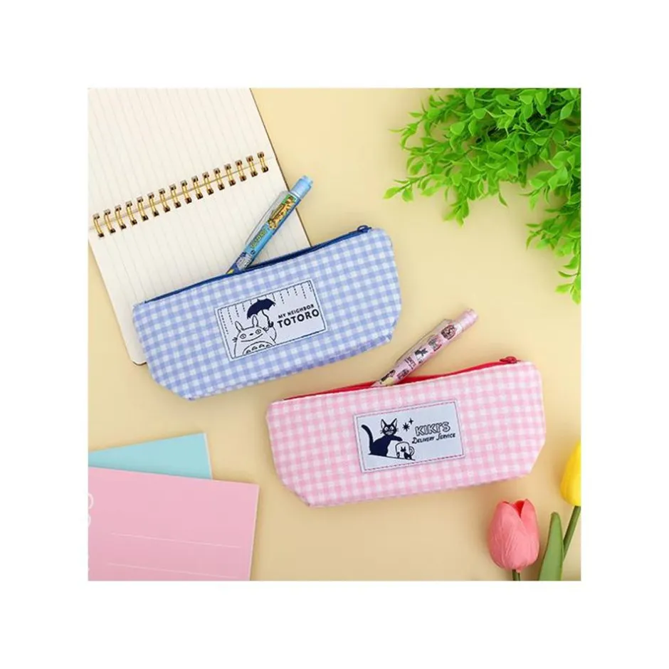 Maison Ghibli Storage-Pink Checkered Pencil Case - Kiki'S Delivery Service