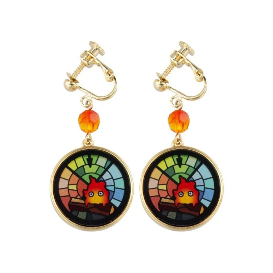 Maison Ghibli Jewellery-Stained Glass Series - Earrings Calcifer- Howl'S Moving Castle