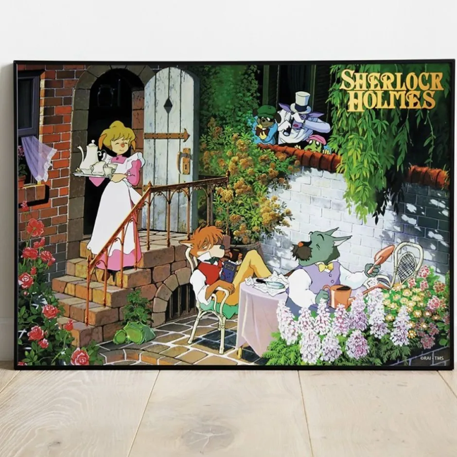 Maison Ghibli Wall Decoration-Wood Panel 03 - Tea Time - Sherlock Holmes